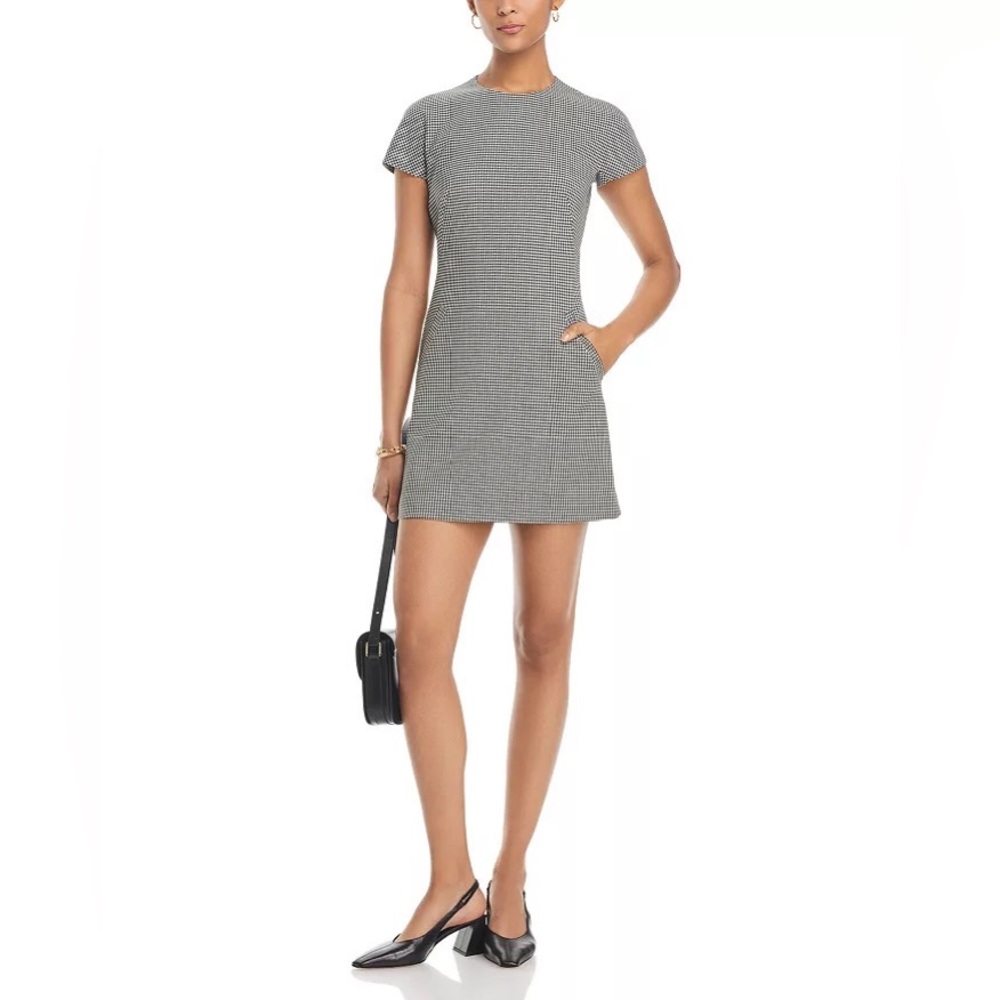 Theory Fine Houndstooth Mini Dress Short Sleeve Wool 6